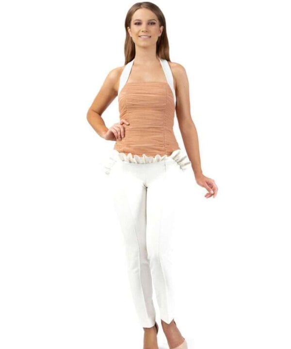 Beige tulle top