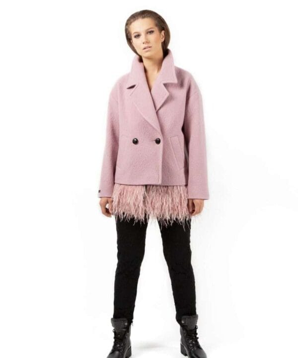 Short pink wool coat