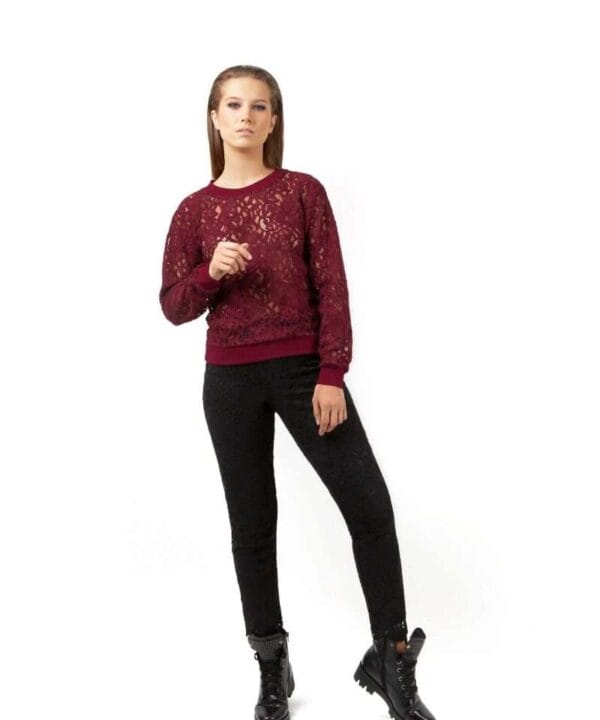 Burgundy lace jumper