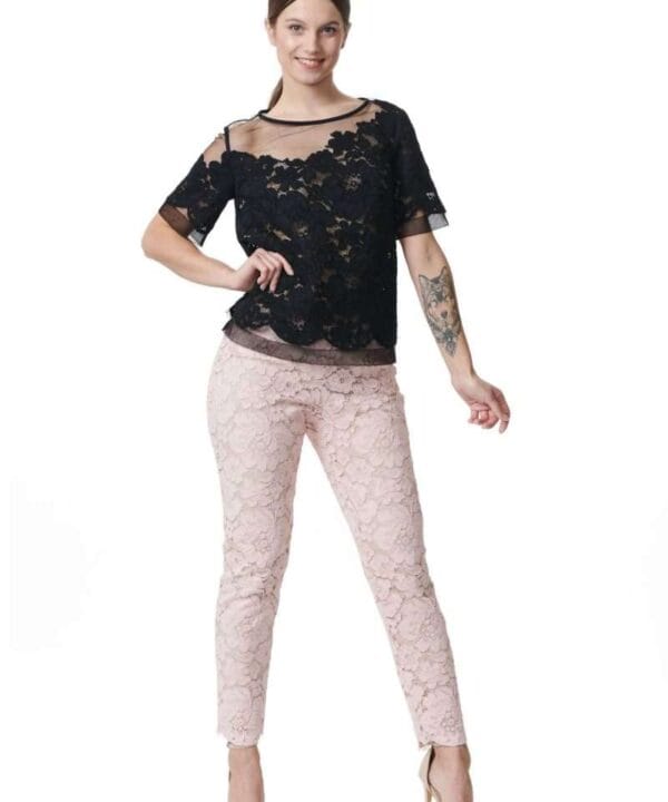 Black lace T-shirt