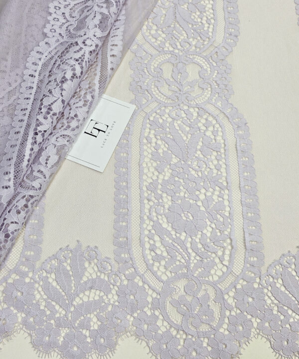 Light lilac Chantilly lace fabric