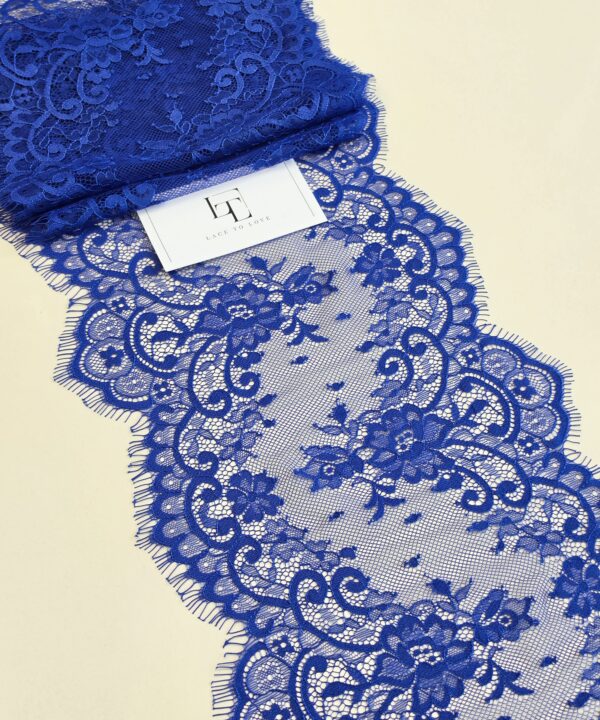 Royal blue Chantilly lace trimming