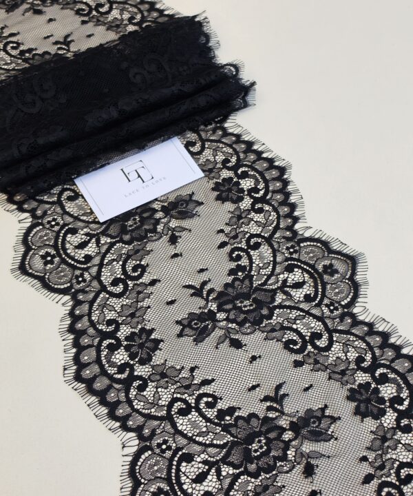 Black Chantilly lace trimming