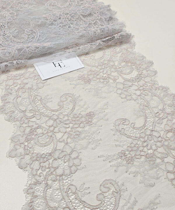 Gray Chantilly bridal lace trimming french europe