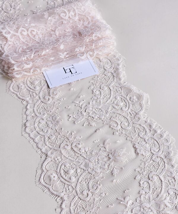 Pink Chantilly eyelash lace trim fabric europe