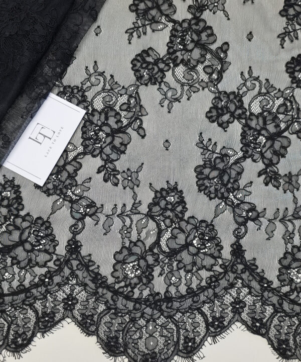 Black wedding lace fabric sold by the meter online shop