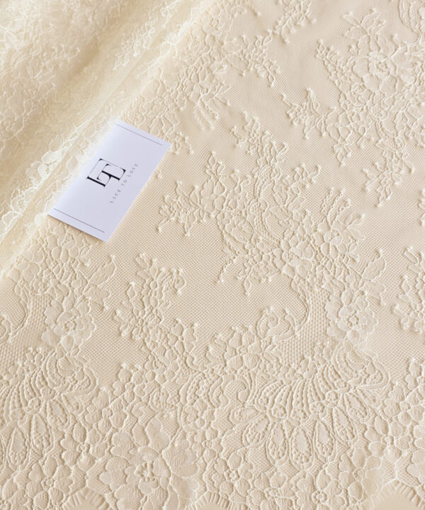 Delicate champagne lace fabric