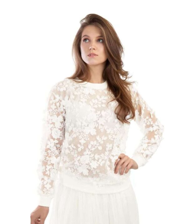 Ivory 3D lace jumper