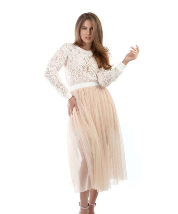 Beige dots tulle skirt