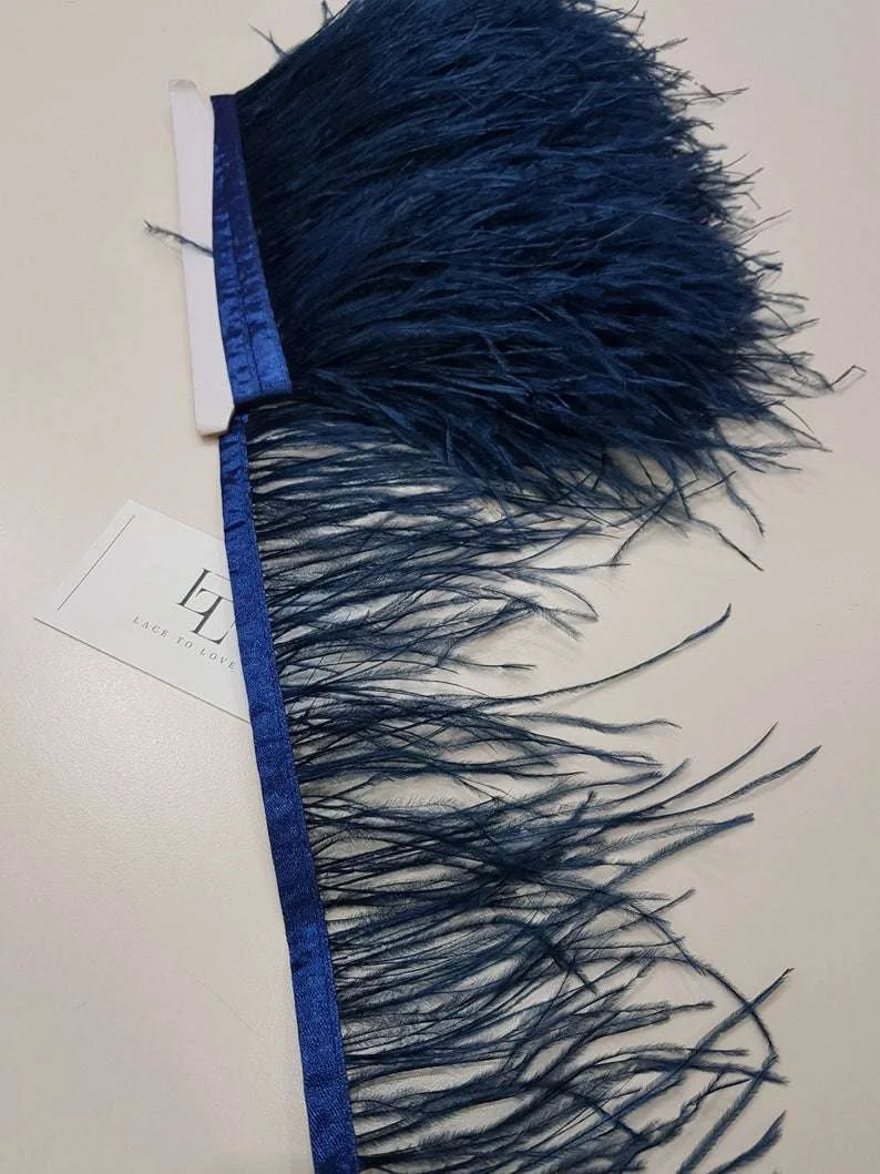 Dark blue ostrich feather fringe - Lace To Love