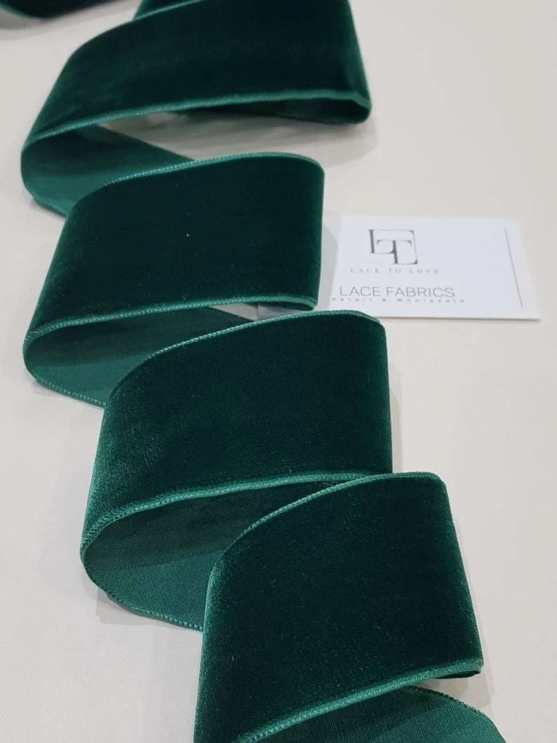Dark green velvet ribbon - Lace To Love