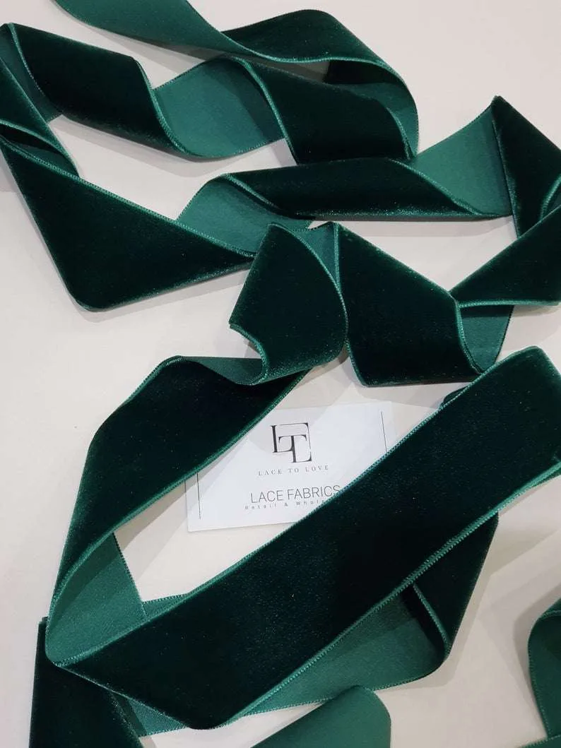 Dark green velvet ribbon - Lace To Love
