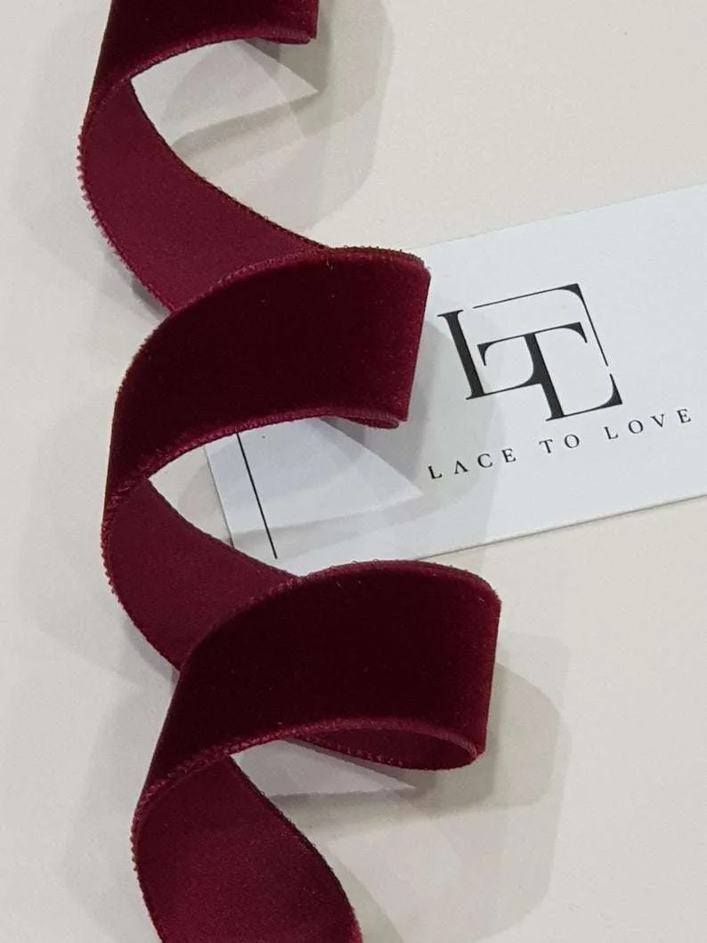Dark red velvet ribbon - Lace To Love