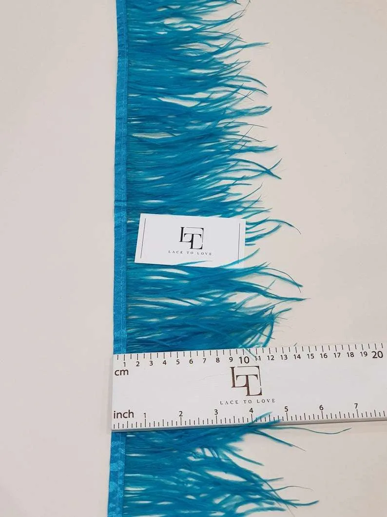 Turquoise blue ostrich feather trimming - Lace To Love