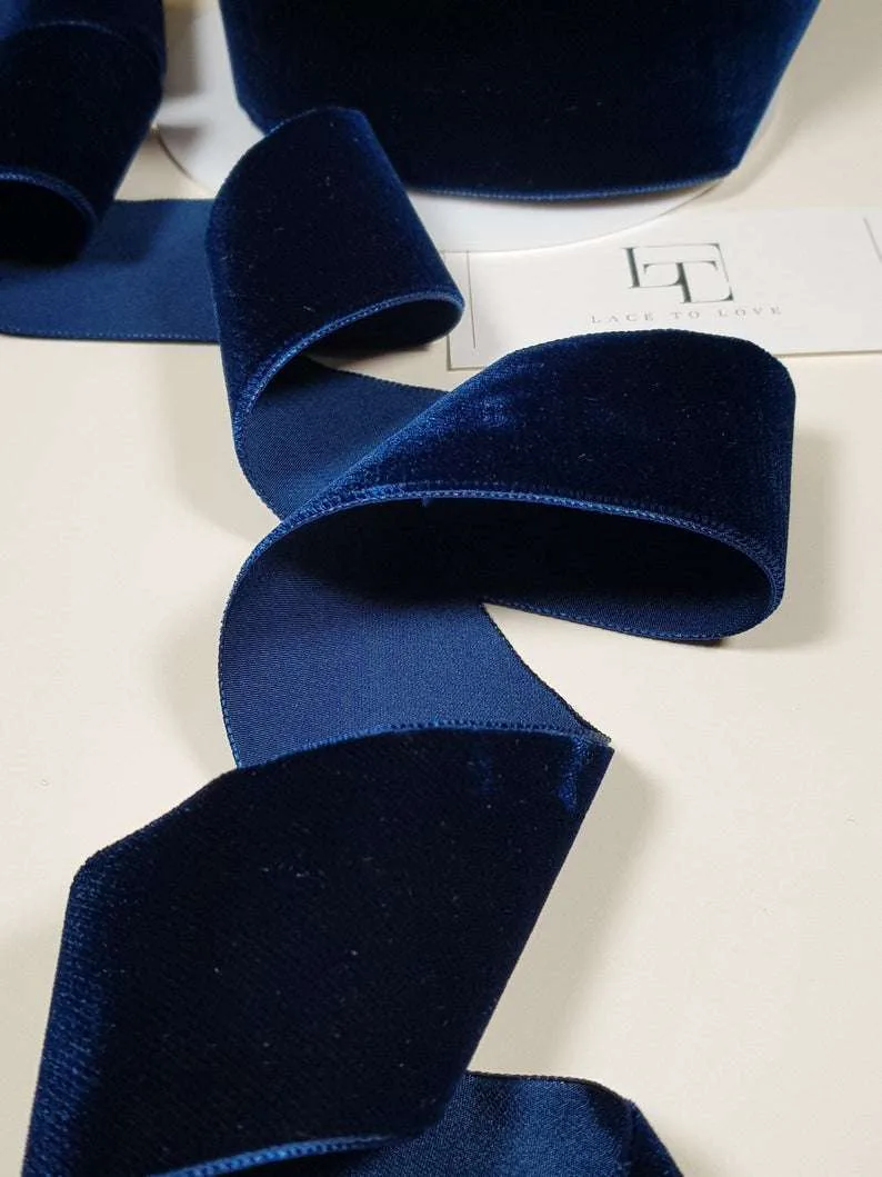 Blue velvet ribbon - Lace To Love