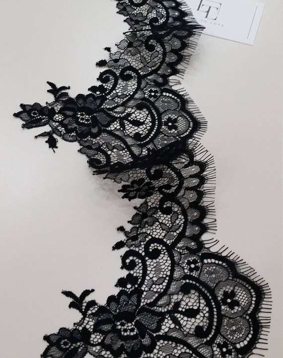 Black Chantilly lace trimming