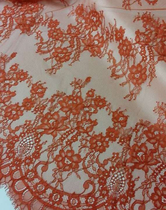 Red orange Chantilly French lace
