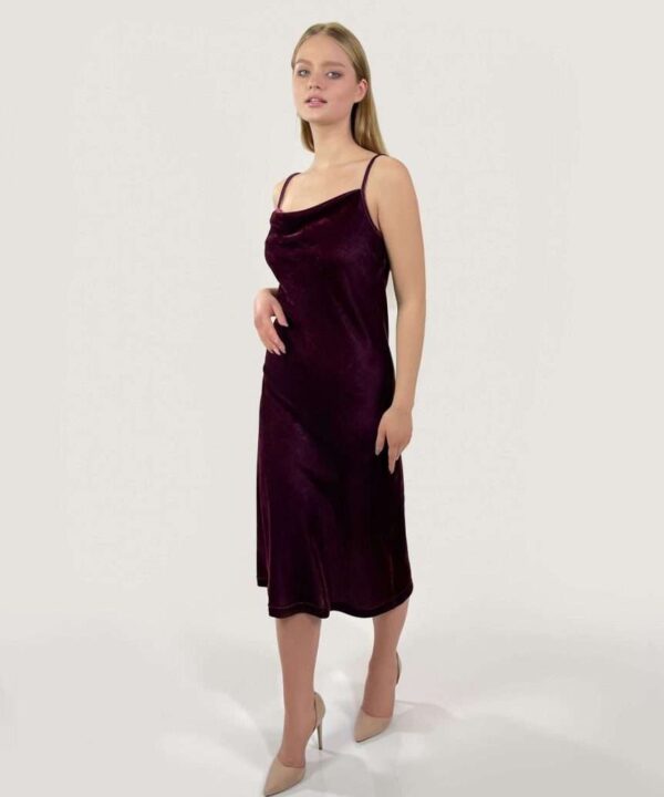 Dark red velvet slip-dress