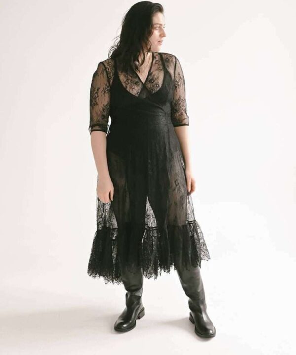 Black lace wrap dress