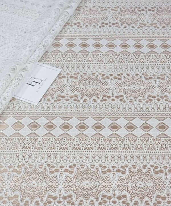 Ivory geometric lace fabric