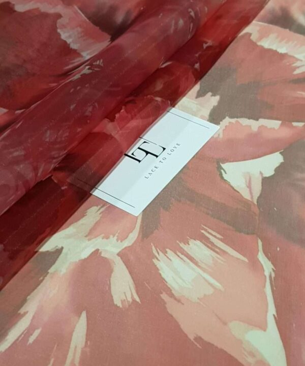 Organza fabric with peony prints