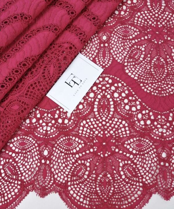 Fuchsia pink alencon lace fabric