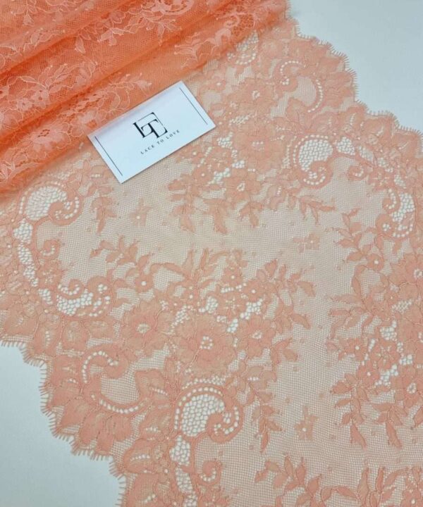 Orange Chantilly lace trimming