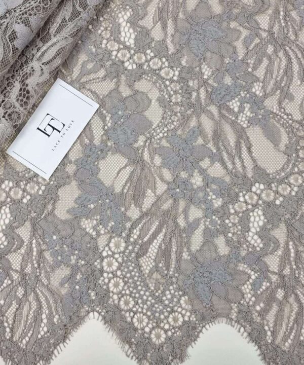 Gray alencon lace fabric