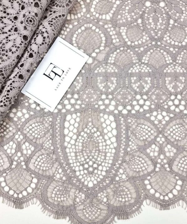 Gray macrame lace fabric