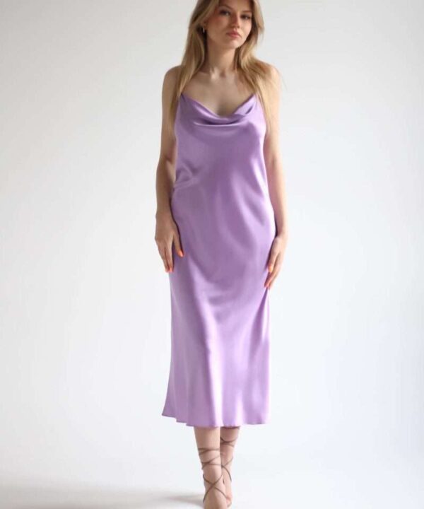 Lilac charmy silk slip-dress