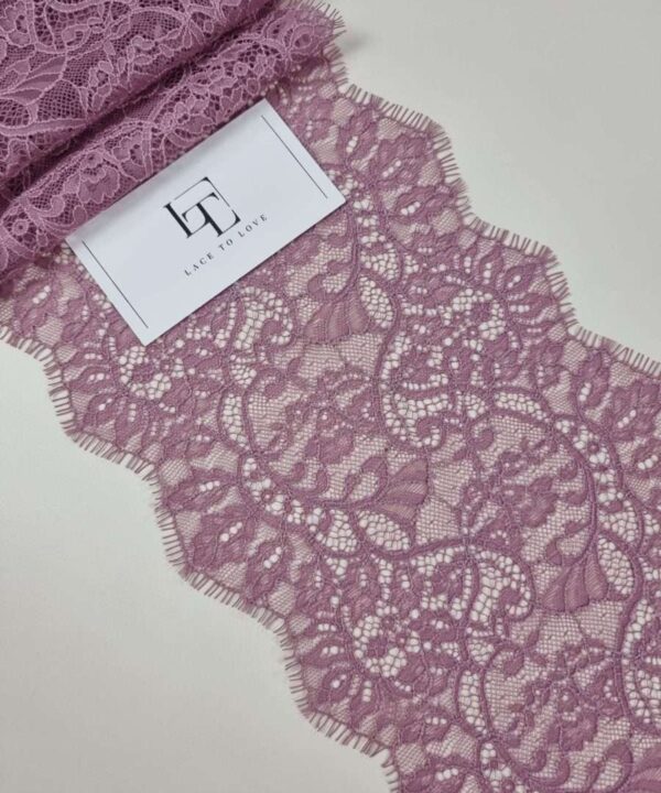 Lilac Chantilly lace trimming