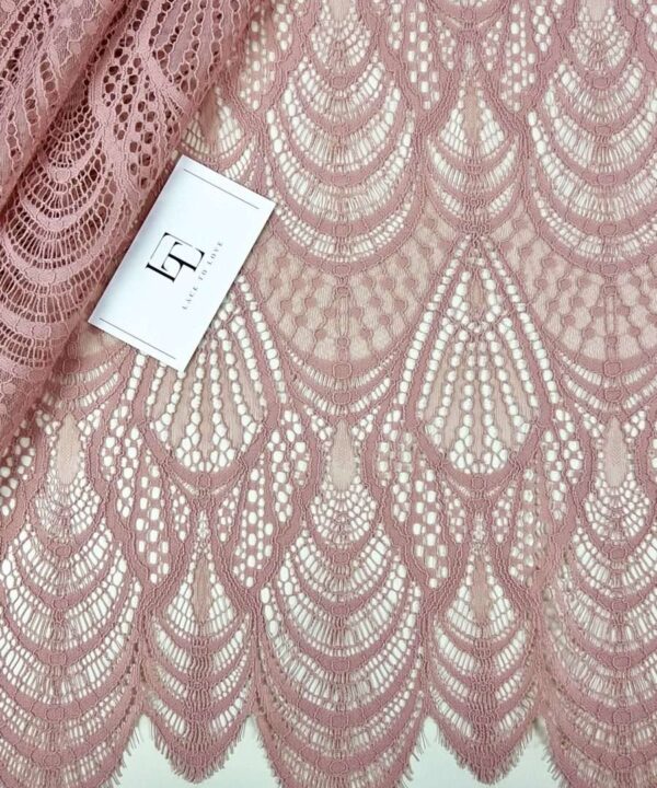 Old rose pink lace fabric