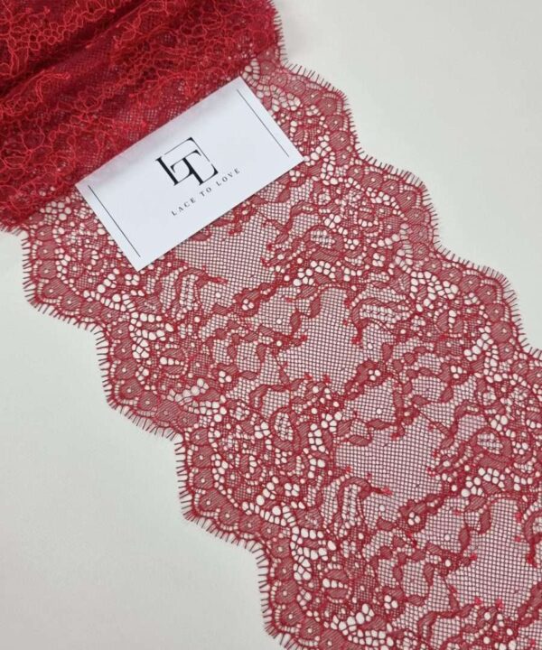 Red Chantilly lace trimming