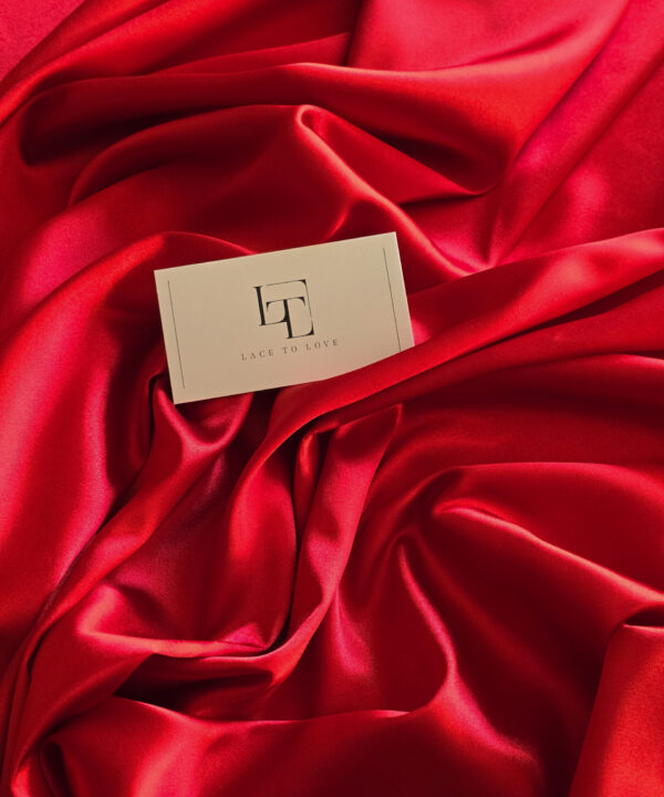 Red elastic satin fabric