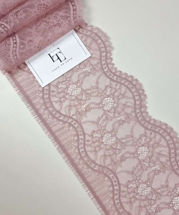Old rose Chantilly lace trimming