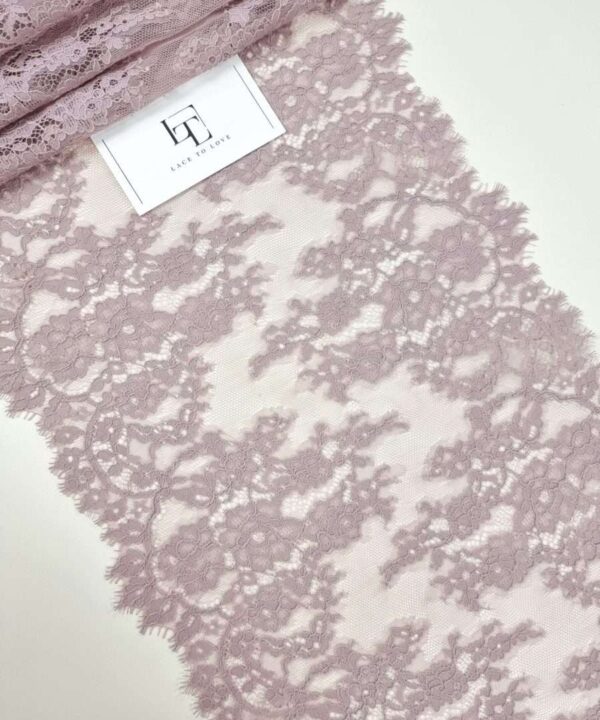 Lilac Chantilly lace trimming