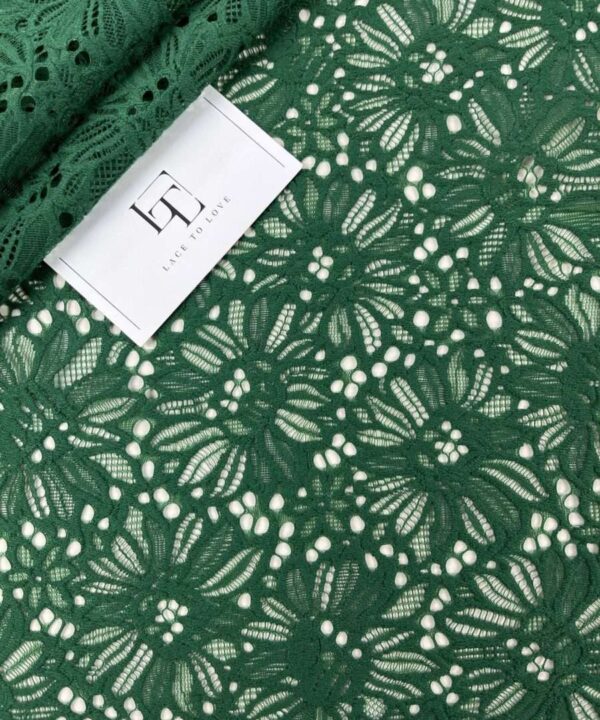 Green floral pattern lace fabric