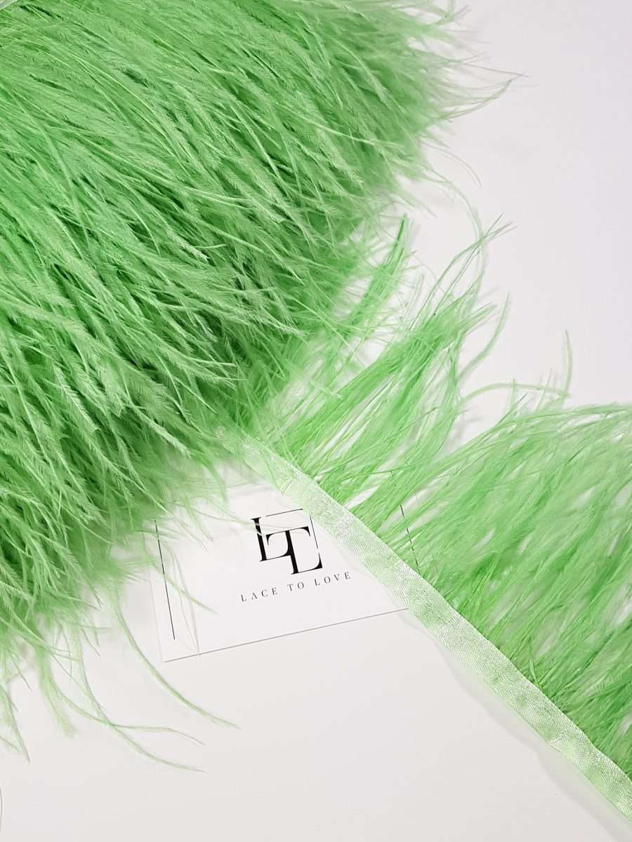 Green ostrich feather fringe - Lace To Love