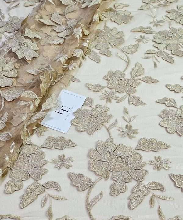 Light-beige-nude-3D-lace-cloth-sold-by-the-yard