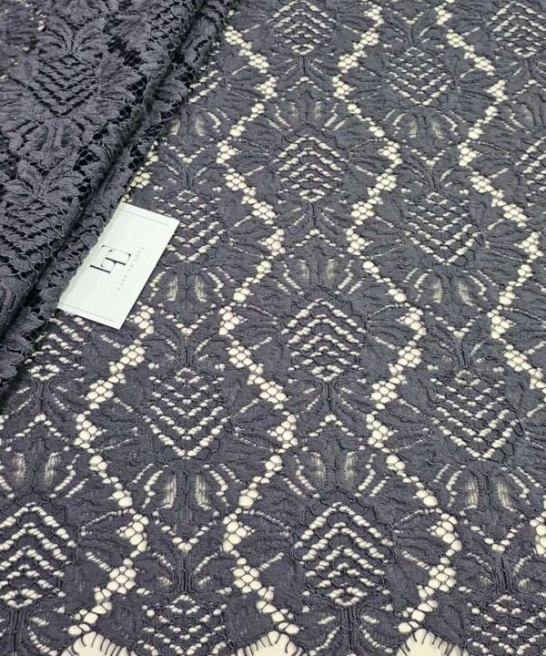 Dark gray alencon lace fabric