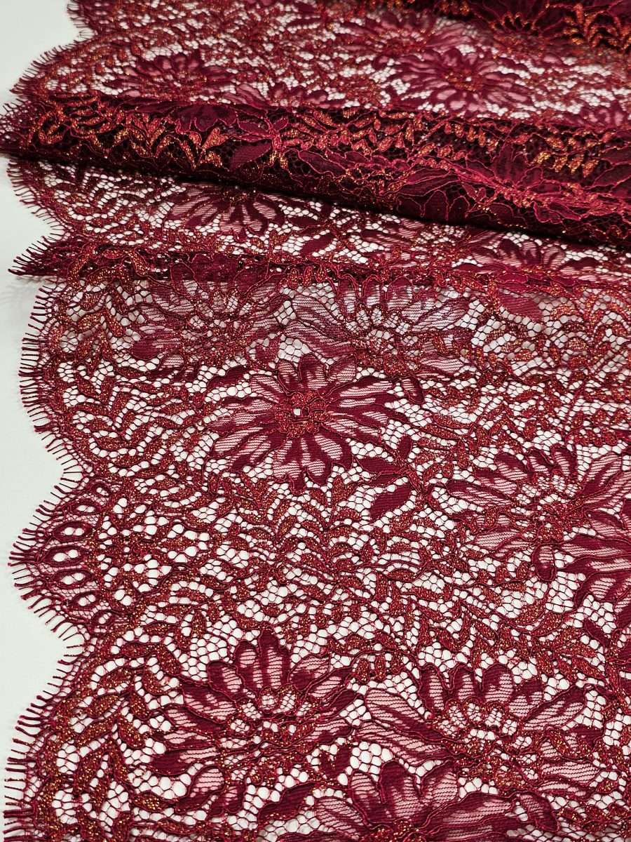 Burgundy lace fabric