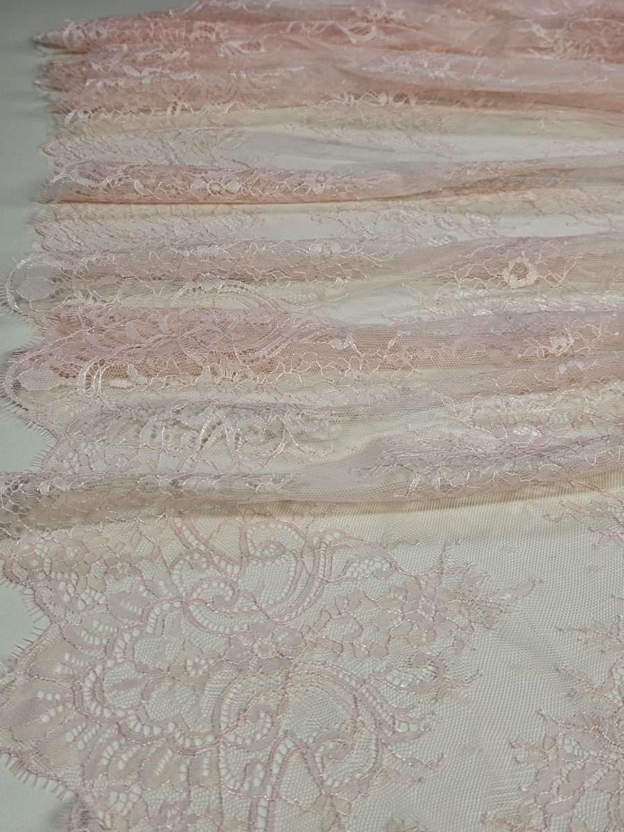 Light pink delicate Chantilly French lace fabric - Lace To Love