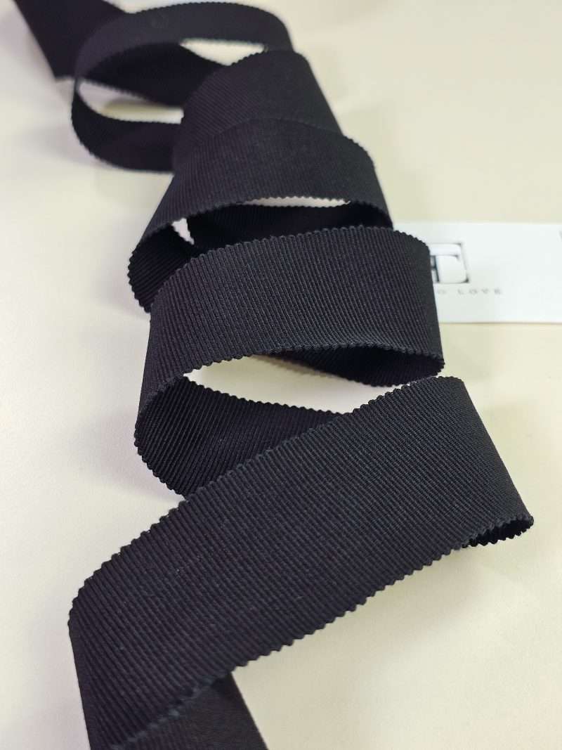 Black cotton grosgrain edging ribbon sold by the meter online shop