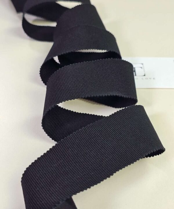 Black cotton grosgrain edging ribbon sold by the meter online shop