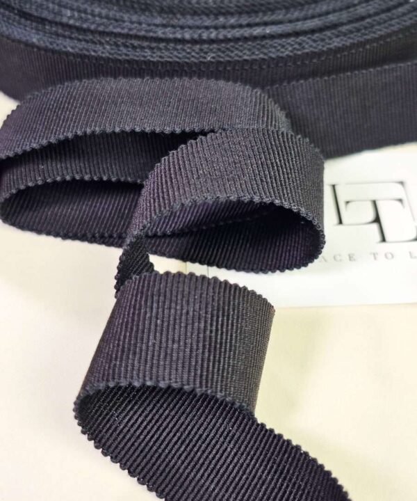 Black haberdashery grosgrain finishing ribbon by the yard