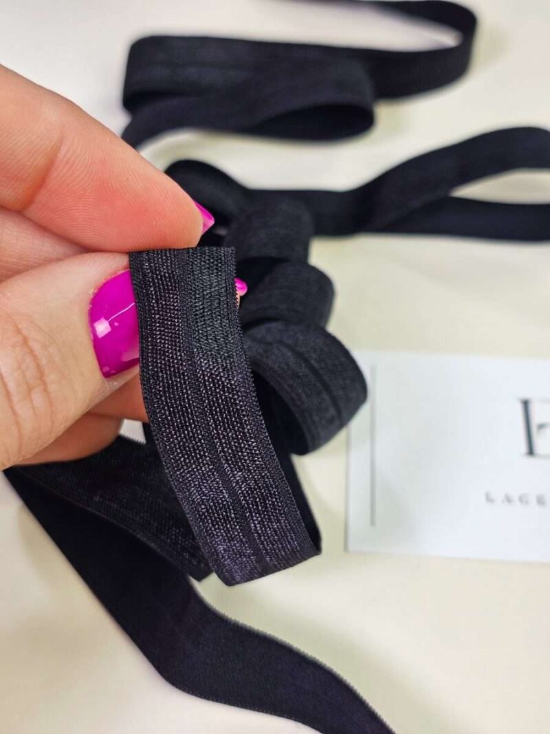 Finising Ribbon Black pre-folded elastic stretch band - Lace To Love