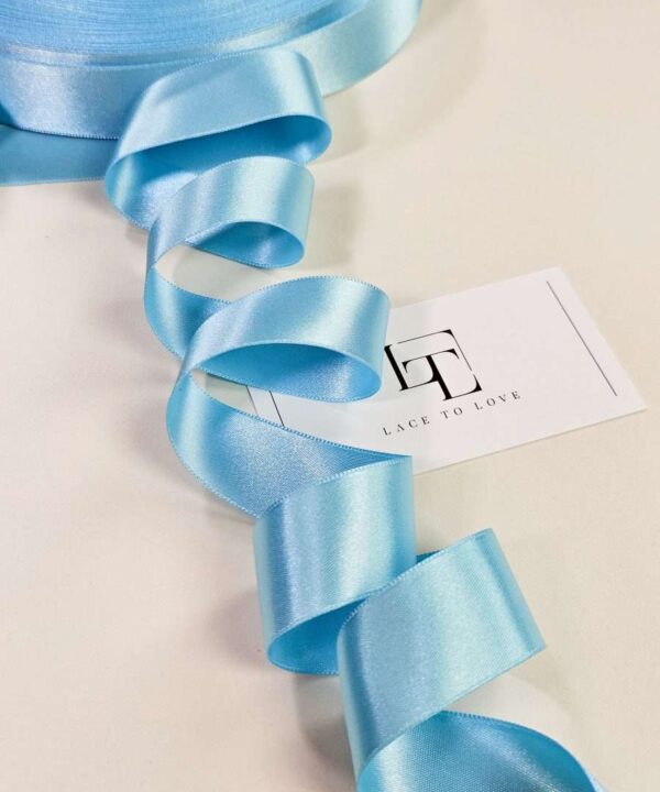 Bright blue satin edging ribbon sold by the meter online shop