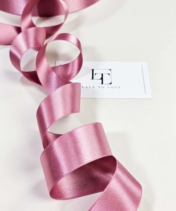 Dusty pink satin edging ribbon sold by the meter online shop
