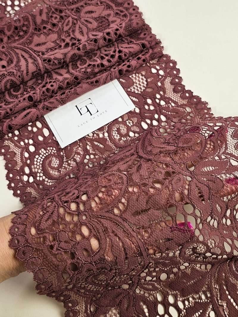 Maroon-stretch-elastic-lace-trim-french-fabric-europe