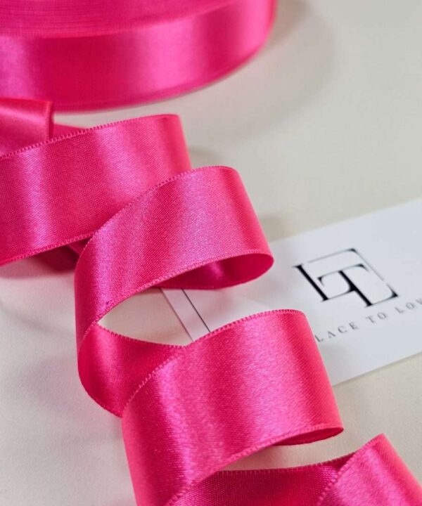 Bright pink satin edging ribbon sold by the meter online shop